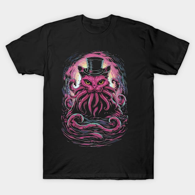 Cathulhu Fun Cat Cthulhu Horror T-Shirt by SpookshowGraphics